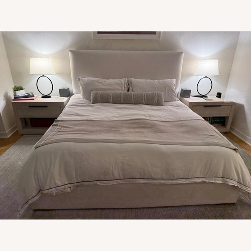 Used Restoration Hardware Sullivan White Fabric King Bed for sale on AptDeco
