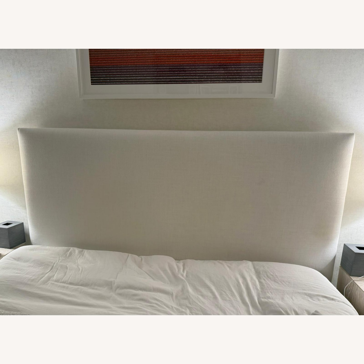 Restoration Hardware Sullivan White Fabric King Bed - image-3