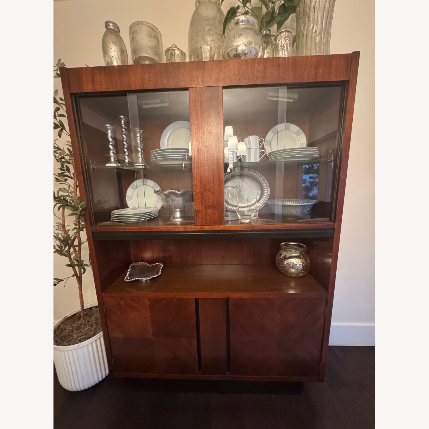 Vintage Dark Brown Wood Mid-Century Sideboard - image-3
