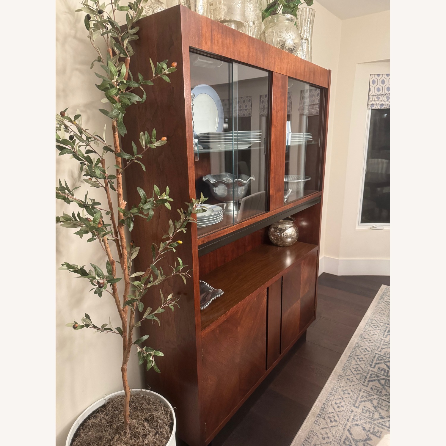 Vintage Dark Brown Wood Mid-Century Sideboard - image-4