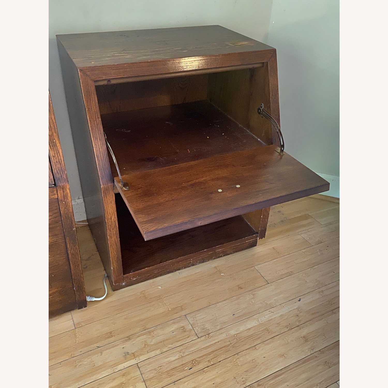 Henredon Campaign Dark Brown Wood Nightstand - image-2