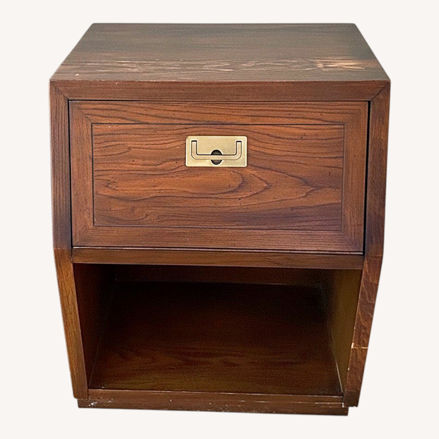 Henredon Campaign Dark Brown Wood Nightstand - image-0