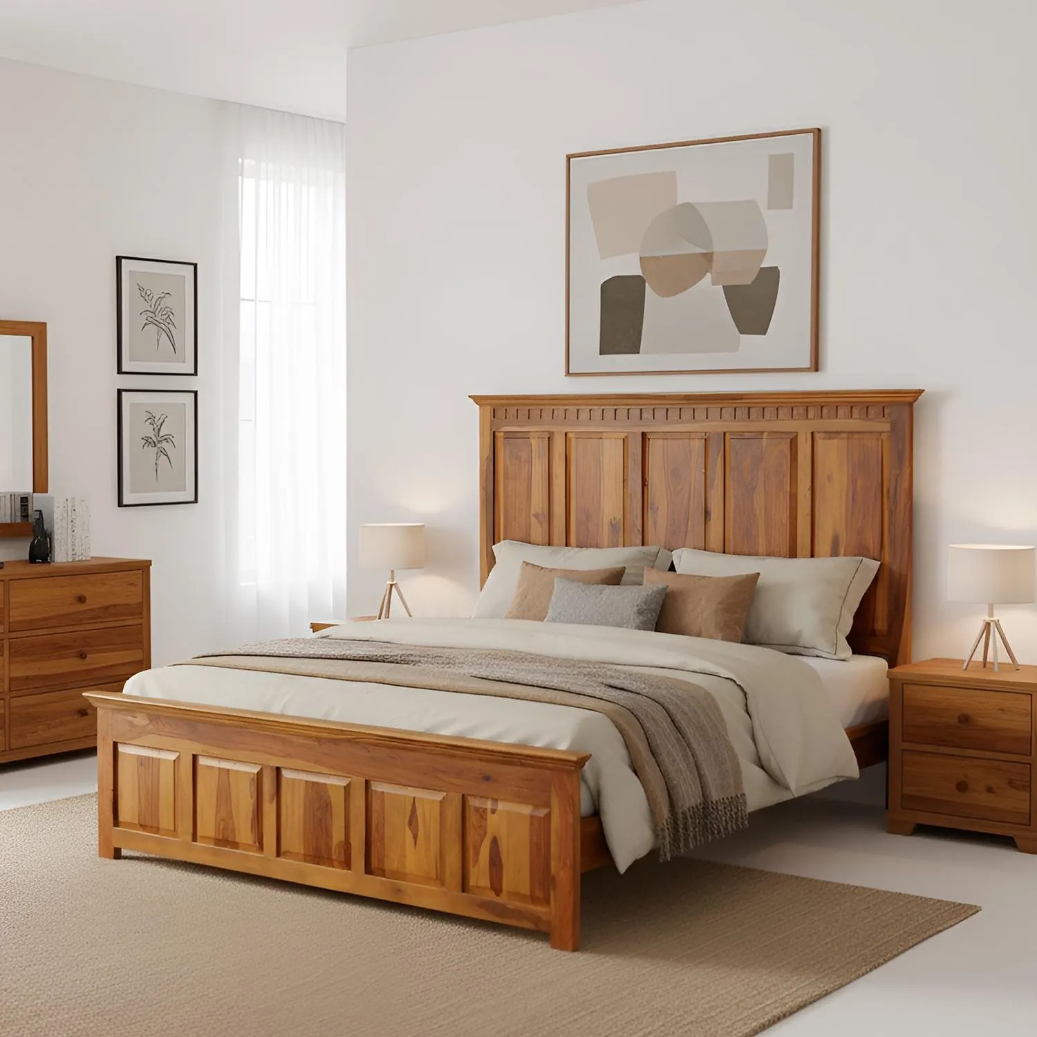 Farmhouse Furniture Natural Wood King Bed - image-1