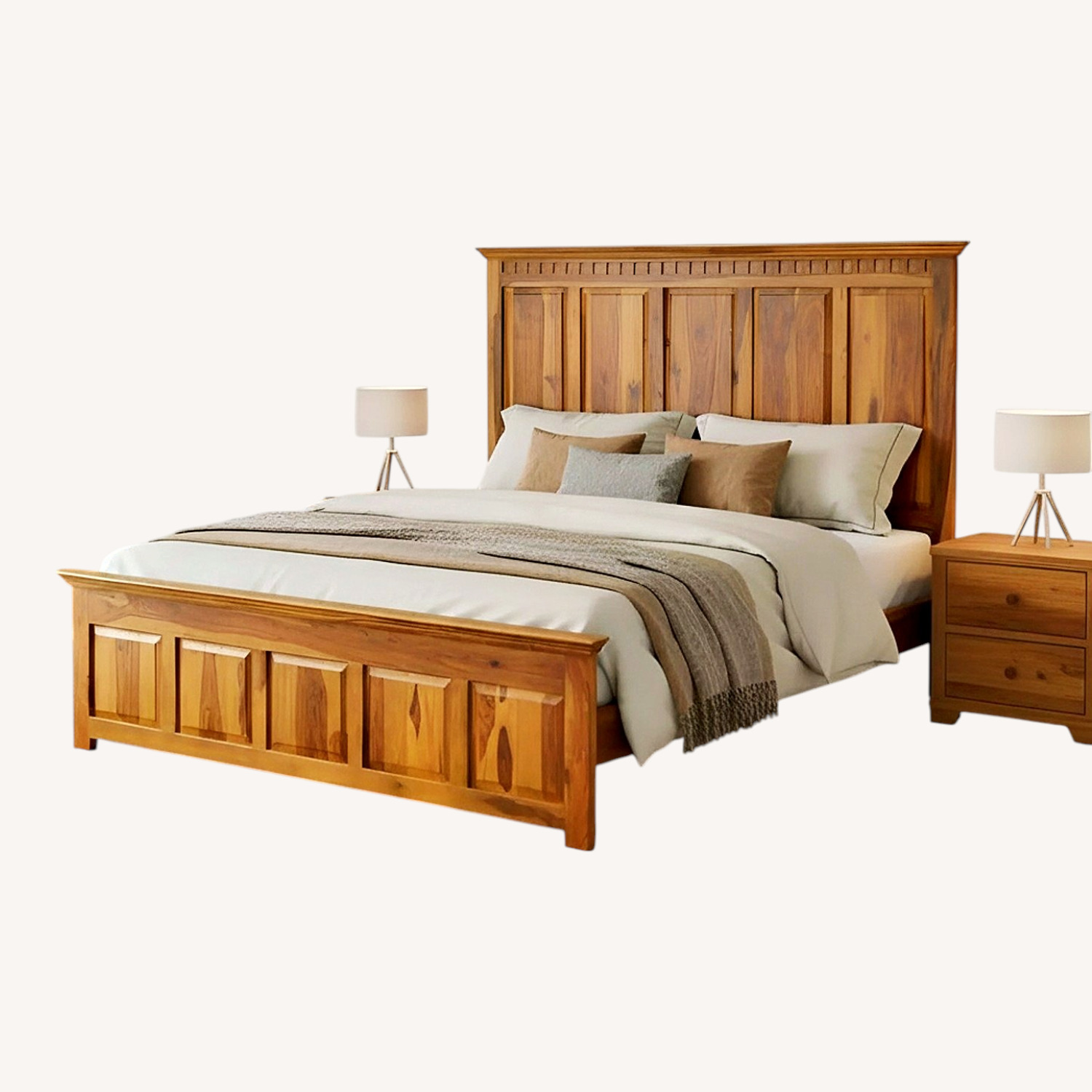 Farmhouse Furniture Natural Wood King Bed - image-7