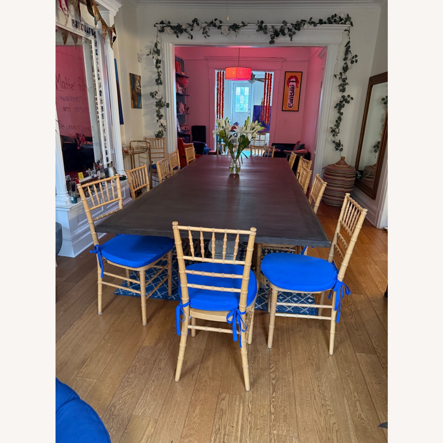 Pottery Barn Banks Extendable Dark Brown Wood Dining Table - image-7