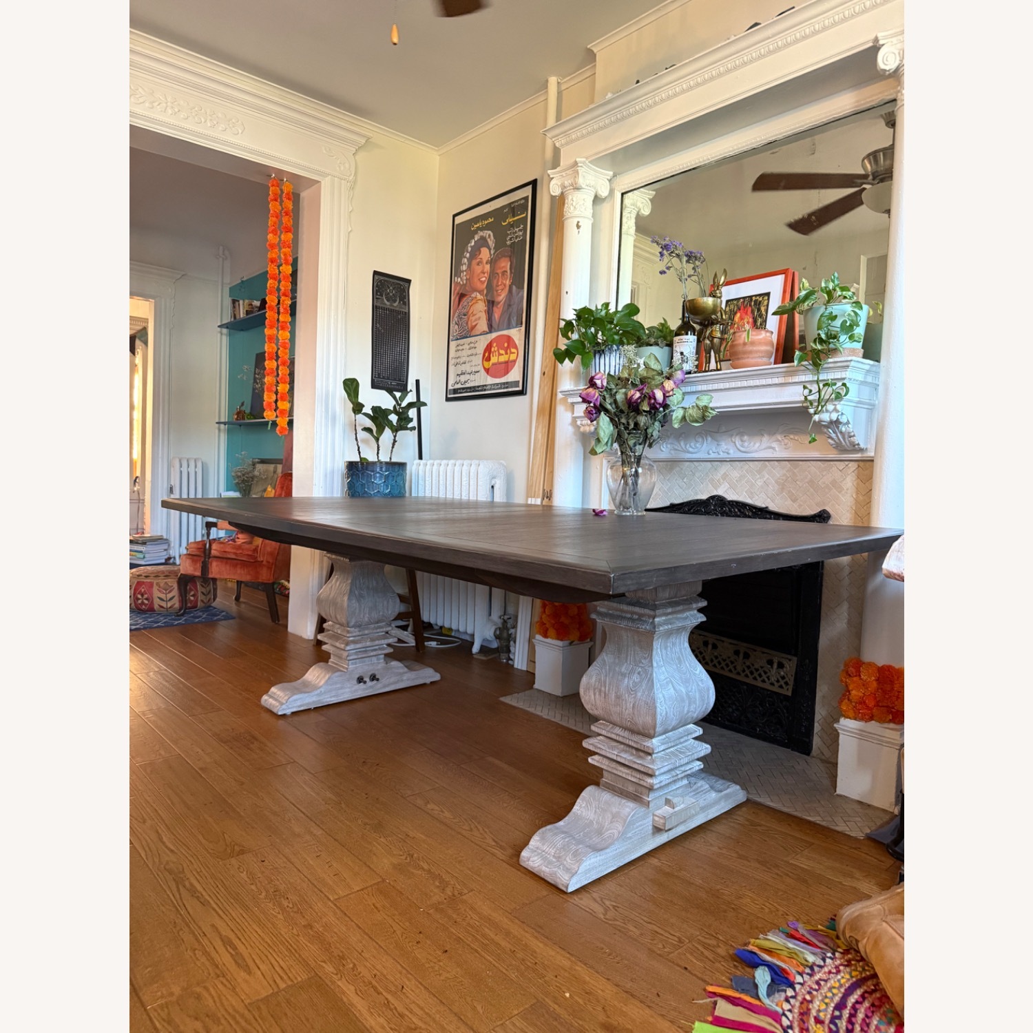 Pottery Barn Banks Extendable Dark Brown Wood Dining Table - image-5