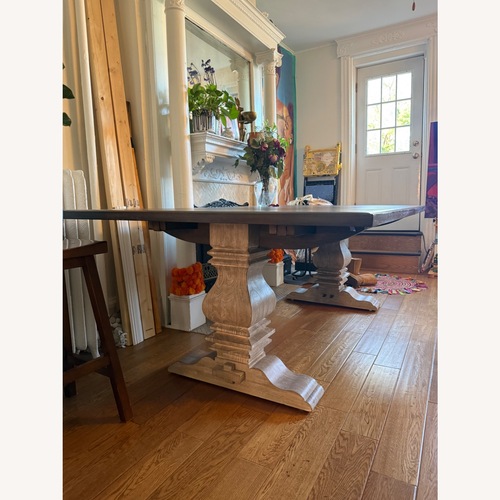 Used Pottery Barn Banks Extendable Dark Brown Wood Dining Table for sale on AptDeco