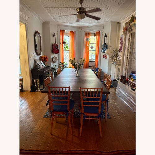 Used Pottery Barn Banks Extendable Dark Brown Wood Dining Table for sale on AptDeco