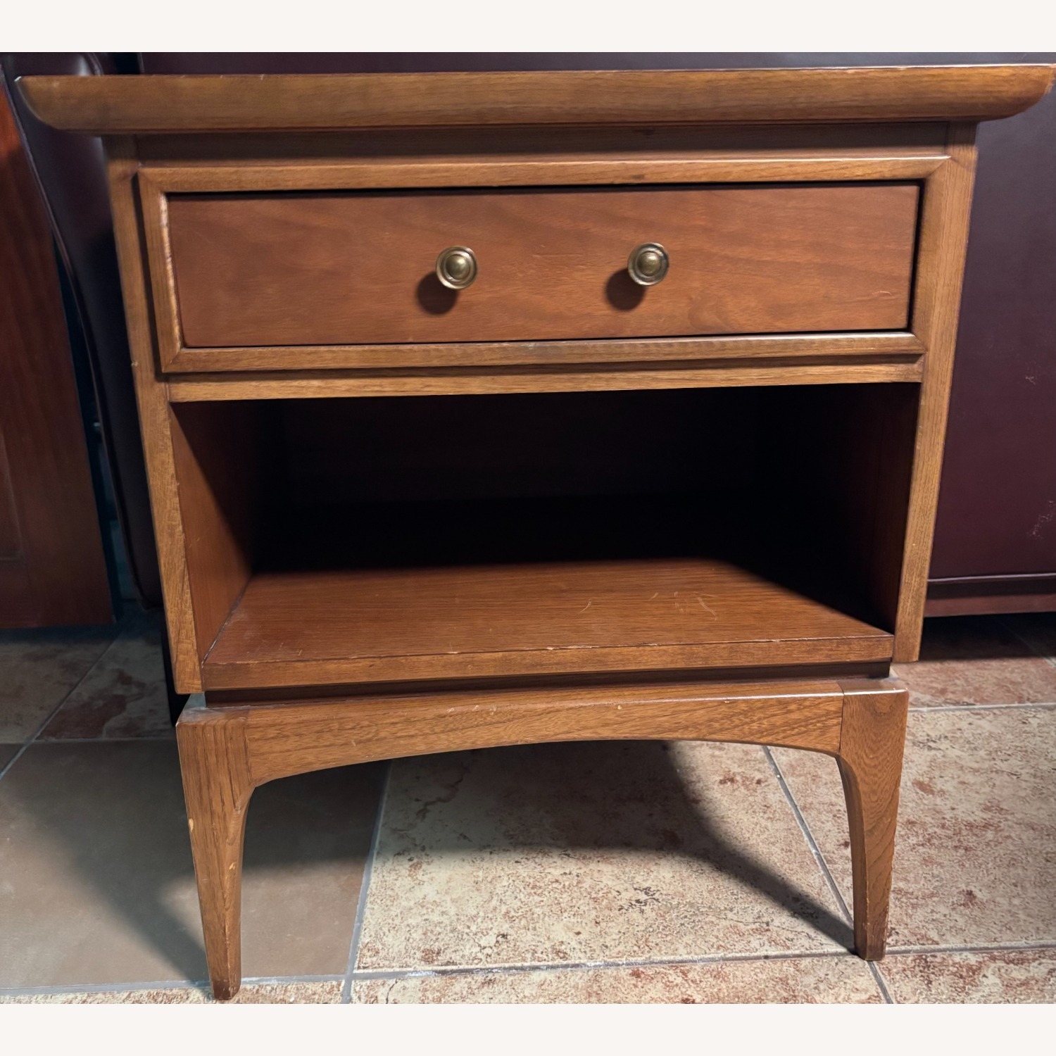 Vintage/Antique Dark Brown Wood Nightstand - image-1
