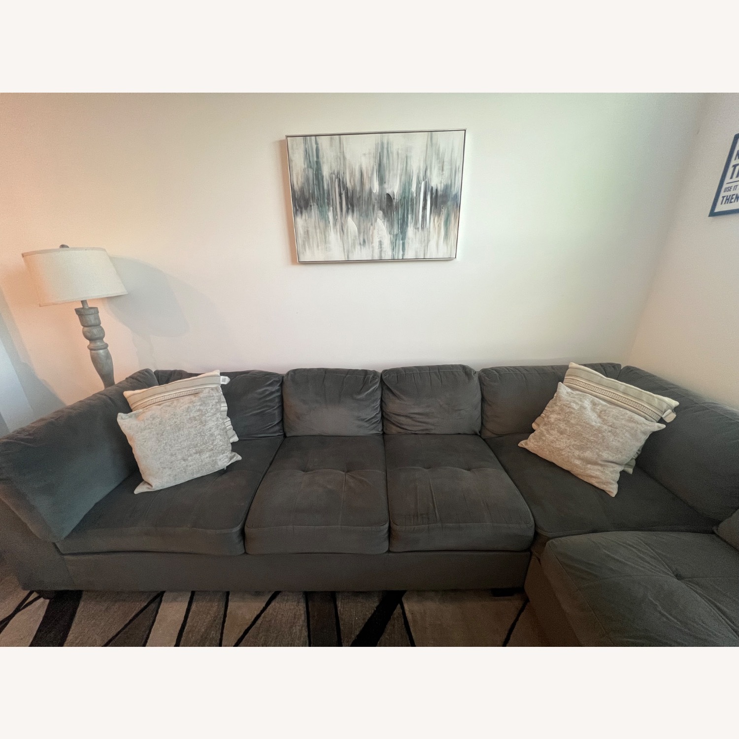 Modern Neutral Fabric Sofa - image-2