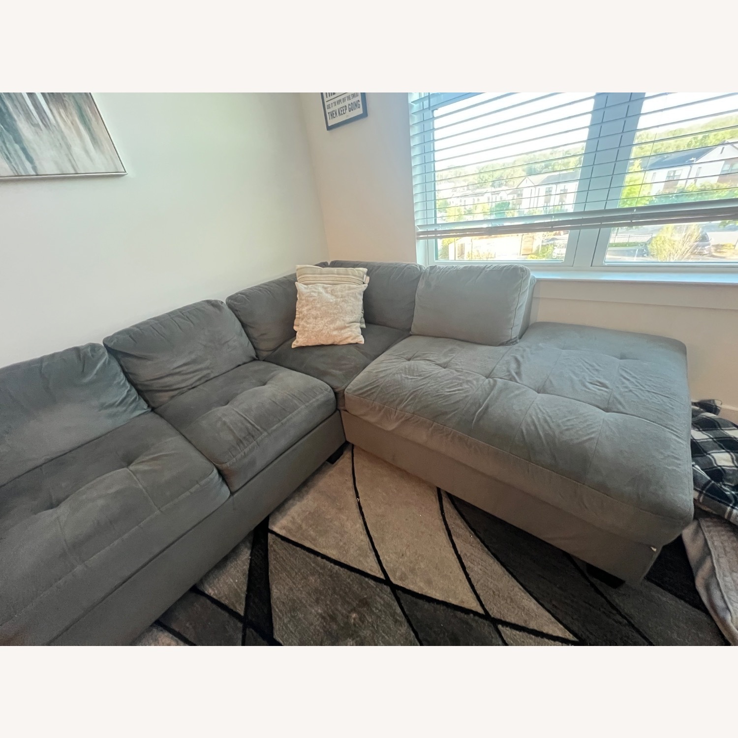 Modern Neutral Fabric Sofa - image-3