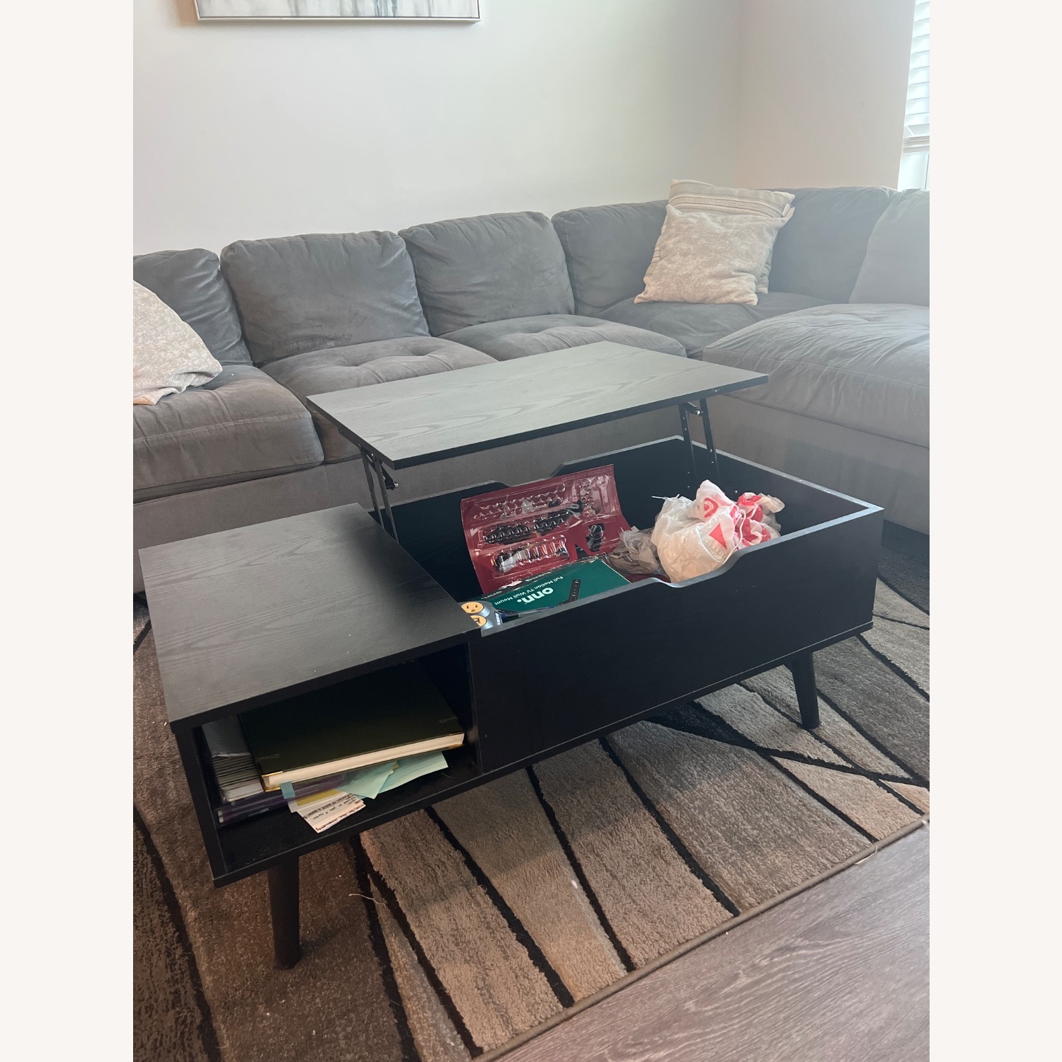 Black Wood Coffee Table - image-4