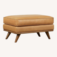 West Elm Zander Ottoman in Tan Charme Leather