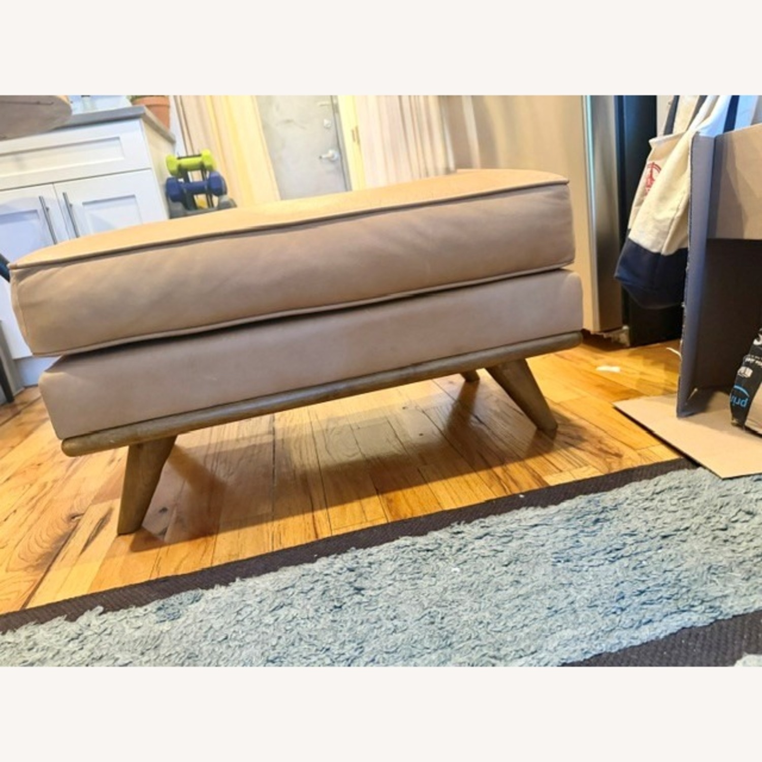 West Elm Zander Ottoman in Tan Charme Leather  - image-4