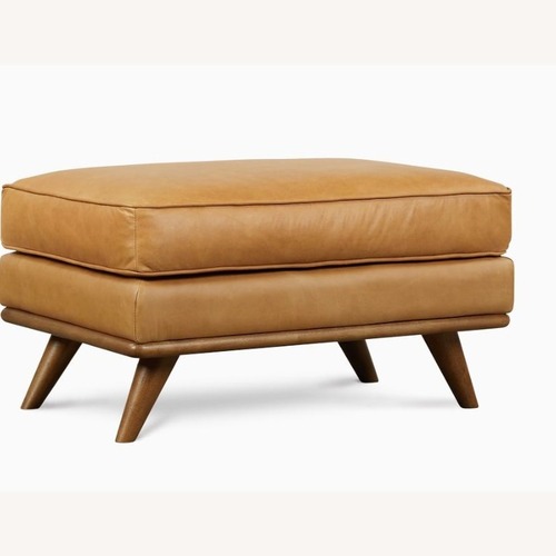 Used West Elm Zander Ottoman in Tan Charme Leather for sale on AptDeco
