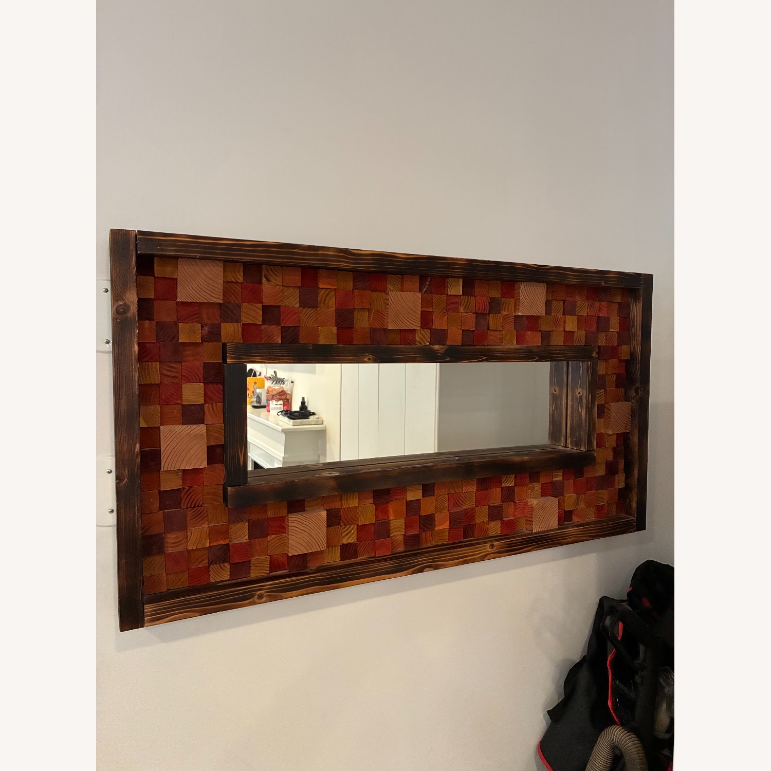 Handmade Reclaimed-wood Mosaic Wall Mirror - image-2