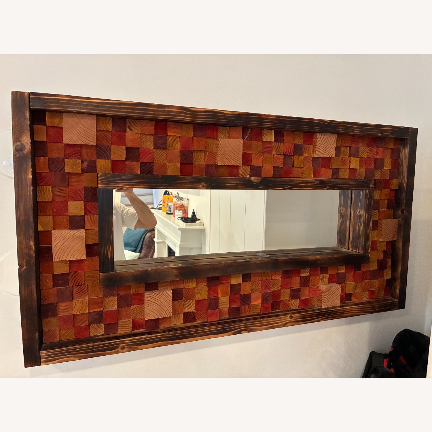 Handmade Reclaimed-wood Mosaic Wall Mirror - image-1