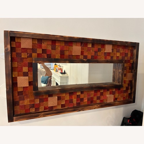 Used Handmade Reclaimed-wood Mosaic Wall Mirror for sale on AptDeco