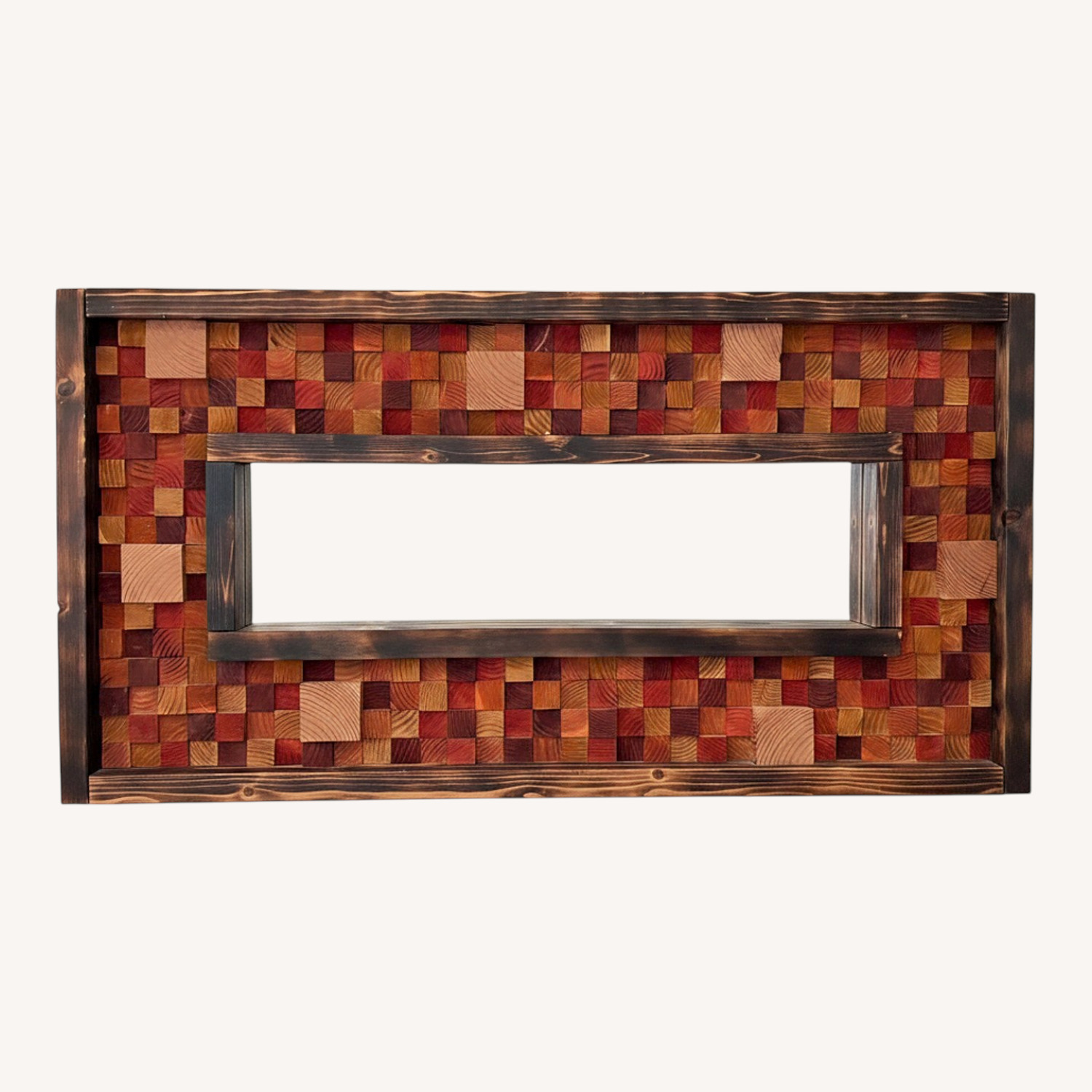 Handmade Reclaimed-wood Mosaic Wall Mirror - image-0