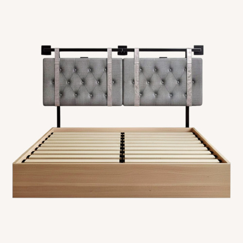 Used King Size Light Gray Fabric Mounted Headboard for sale on AptDeco