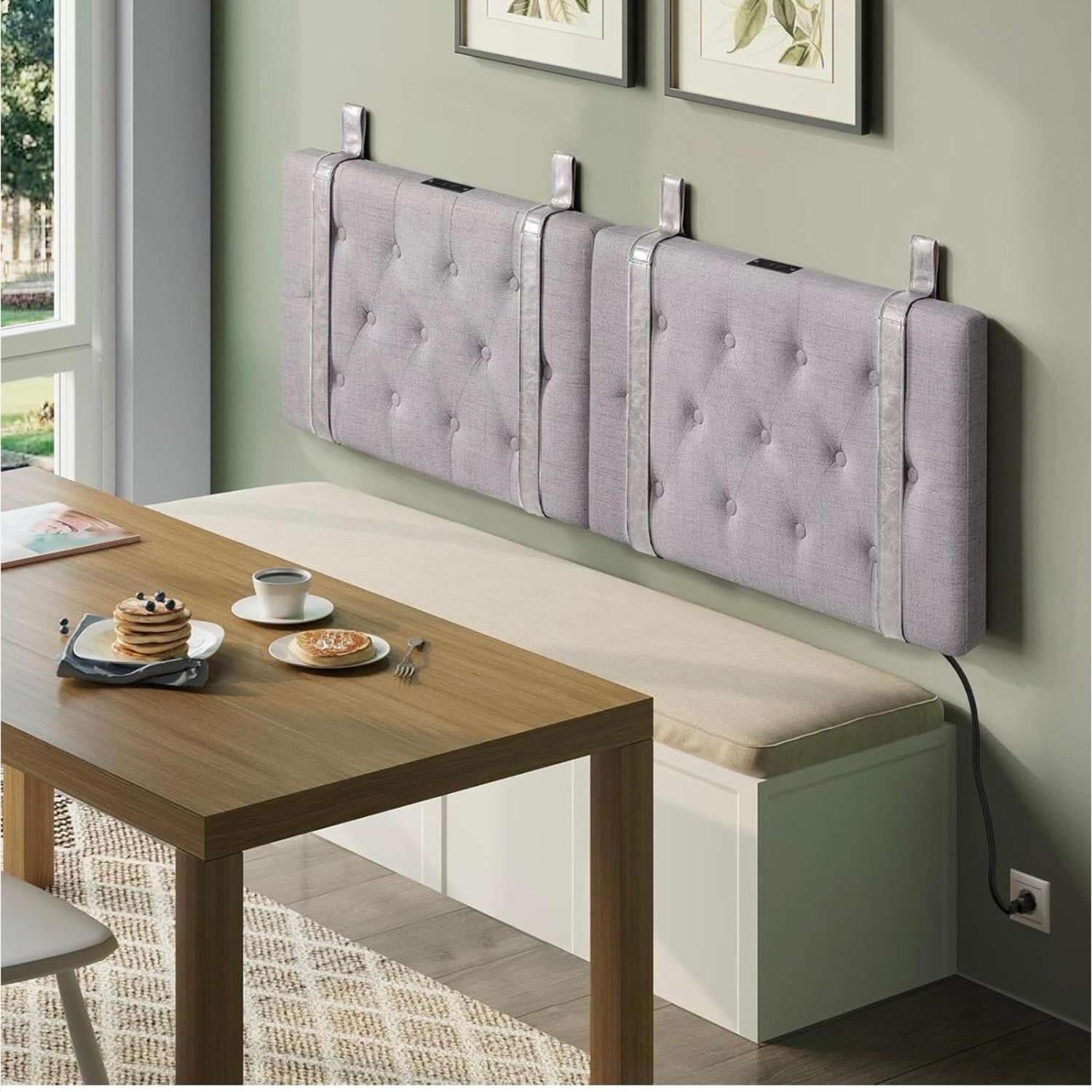 King Size Light Gray Fabric Mounted Headboard - image-4