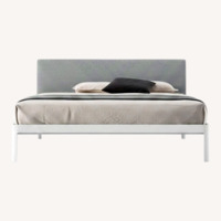 Design Within Reach Min Queen Bed with Gray Upholstered Headboard