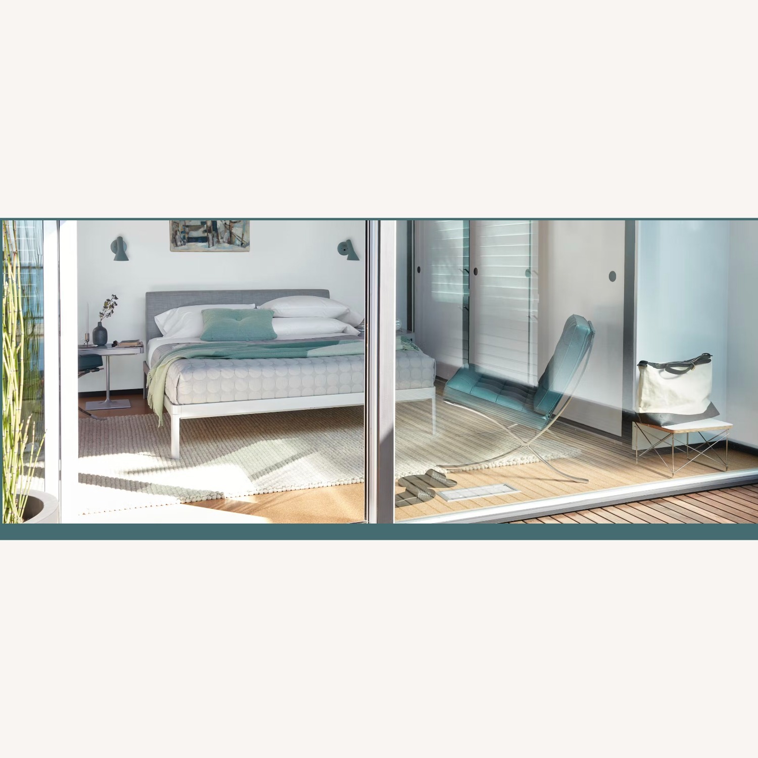 Design Within Reach Min Queen Bed with Gray Upholstered Headboard - image-1