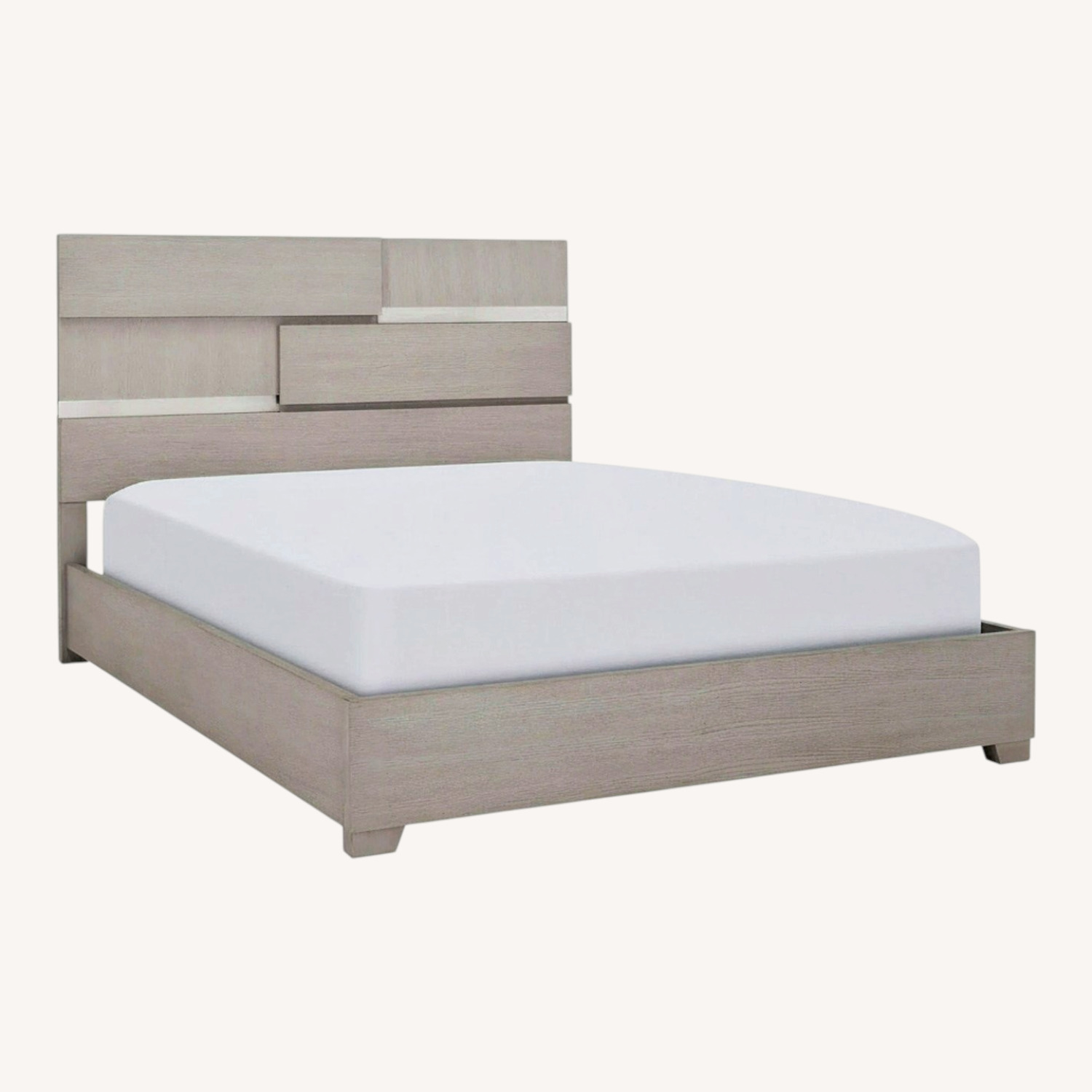 Alara Modern Queen Grey LED Platform Bed - image-0
