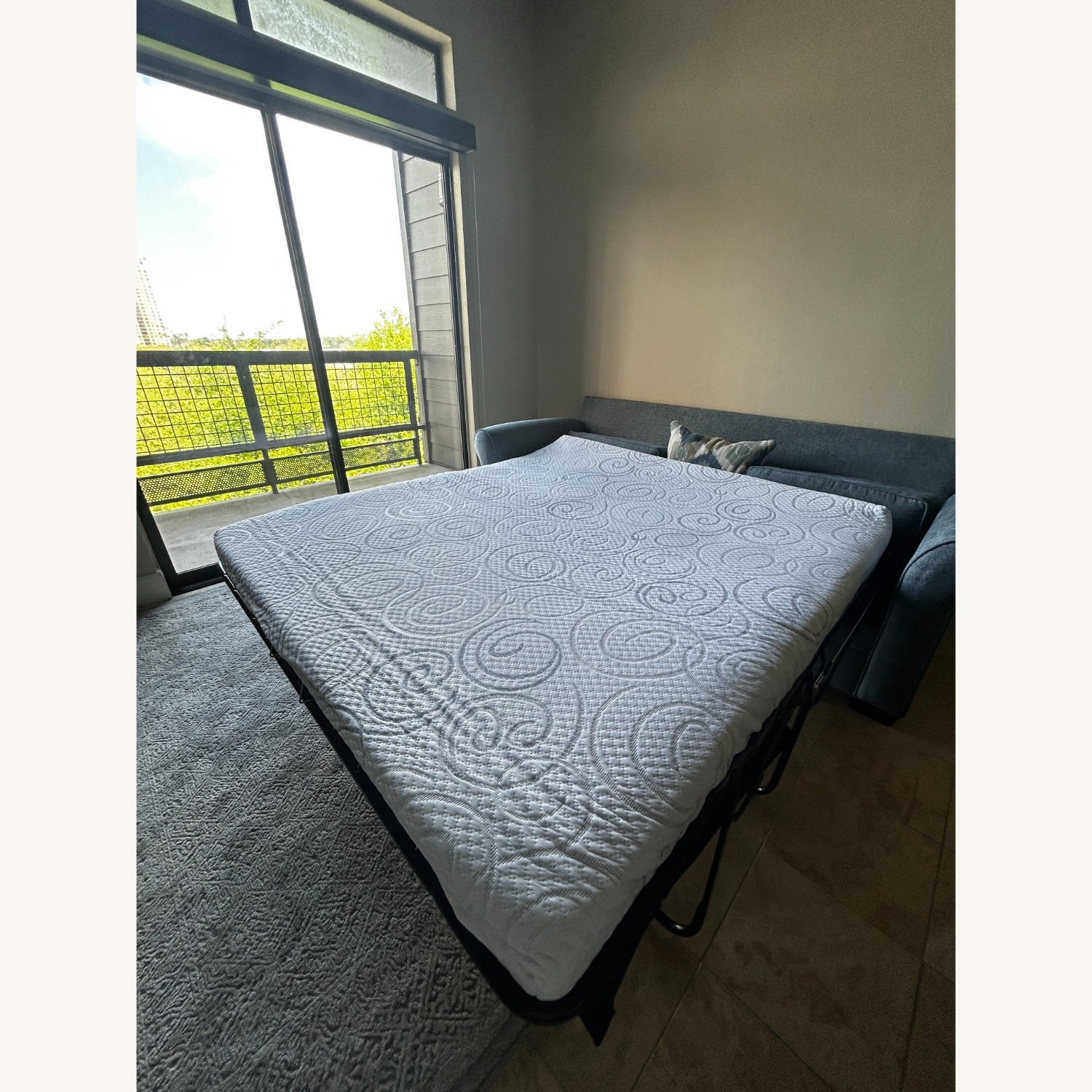 Rooms To Go Bellingham Blue Fabric Sleeper Sofa - image-4