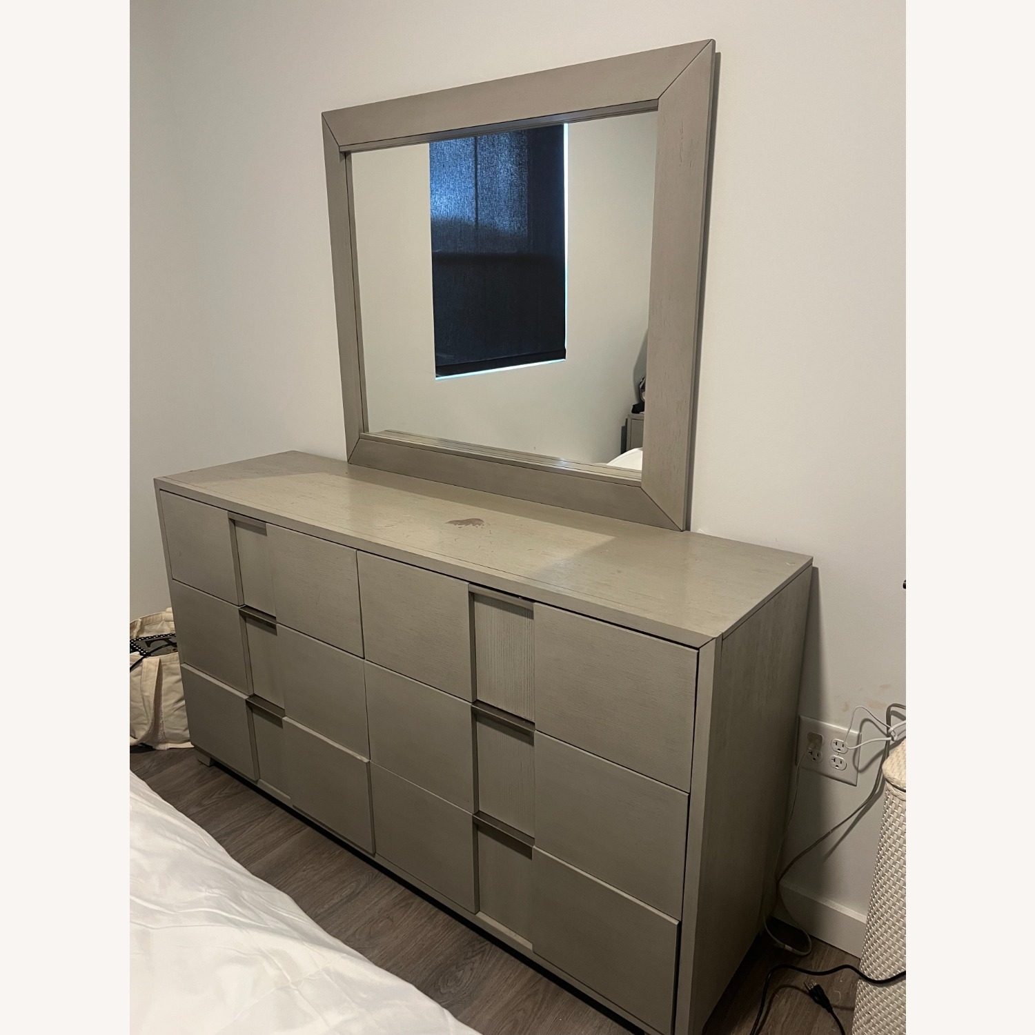 Alara Light Grey Wood Dresser with Mirror - image-1