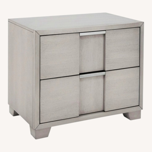 Used Alara Light Grey Nightstand with Drawers  for sale on AptDeco