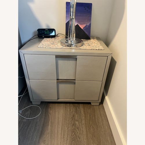 Used Alara Light Grey Nightstand with Drawers  for sale on AptDeco