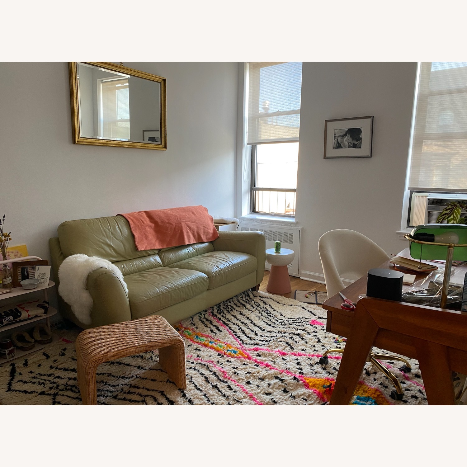 Vintage/Antique Finds Green Leather 2 Seater Sofa - image-4