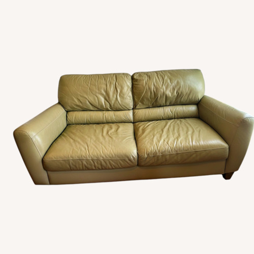 Used Vintage/Antique Finds Green Leather 2 Seater Sofa for sale on AptDeco
