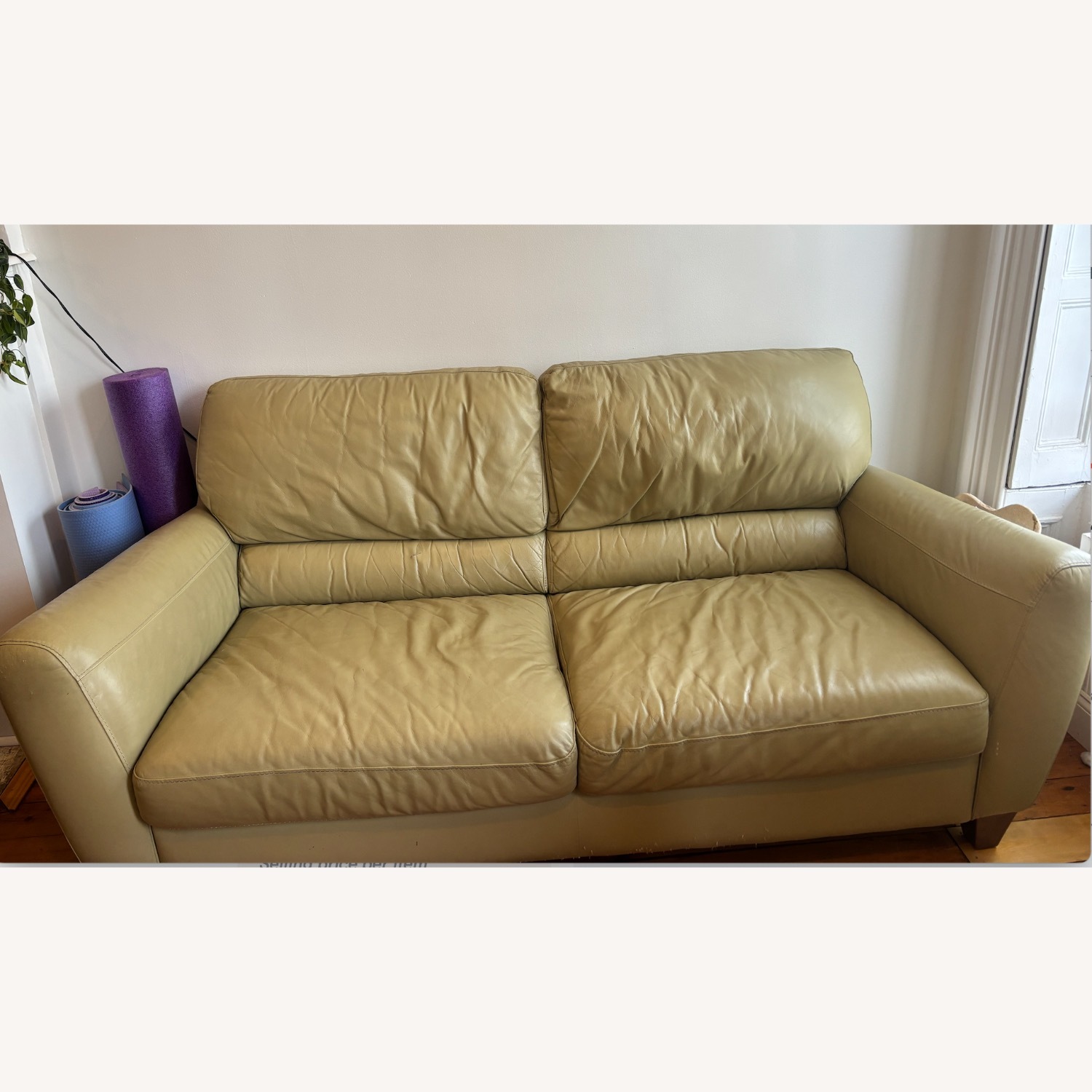 Vintage/Antique Finds Green Leather 2 Seater Sofa - image-1