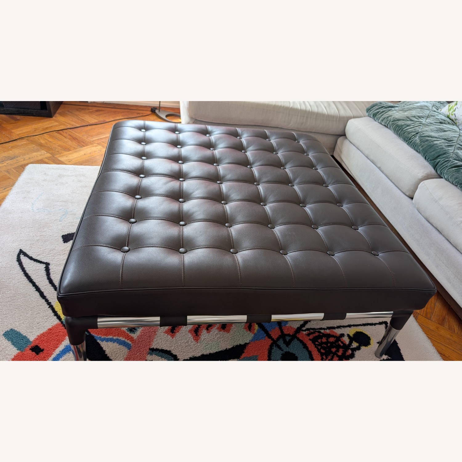 Cassina Privé Dark Brown Leather Ottoman - image-3