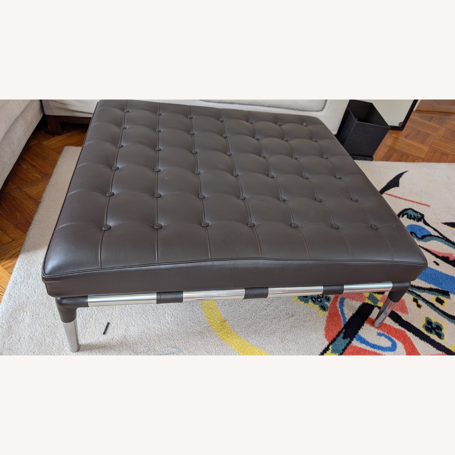 Cassina Privé Dark Brown Leather Ottoman - image-4