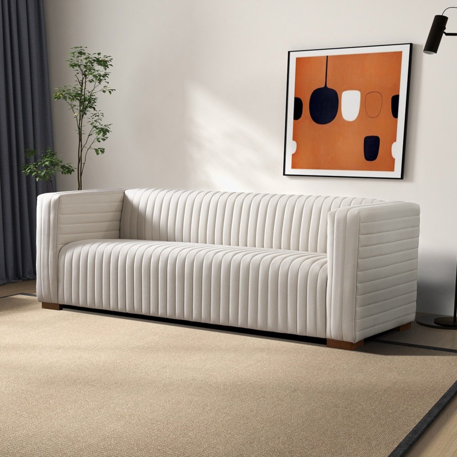 Midinmod White Fabric 3+ Seater Sofa - image-3