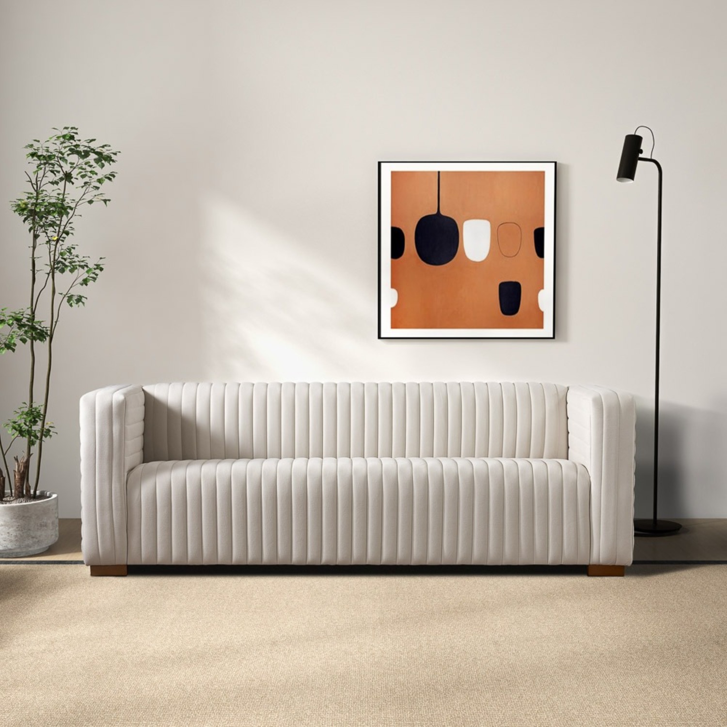 Midinmod White Fabric 3+ Seater Sofa - image-2