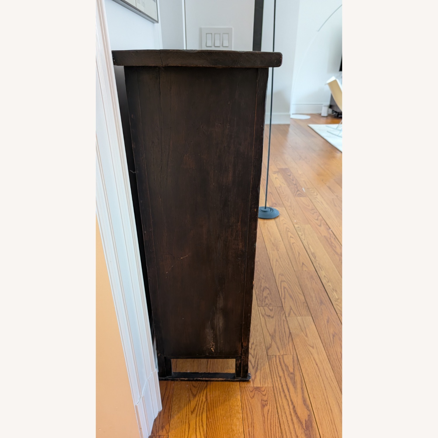 Korean Antique Dark Brown Wood Chest - image-3