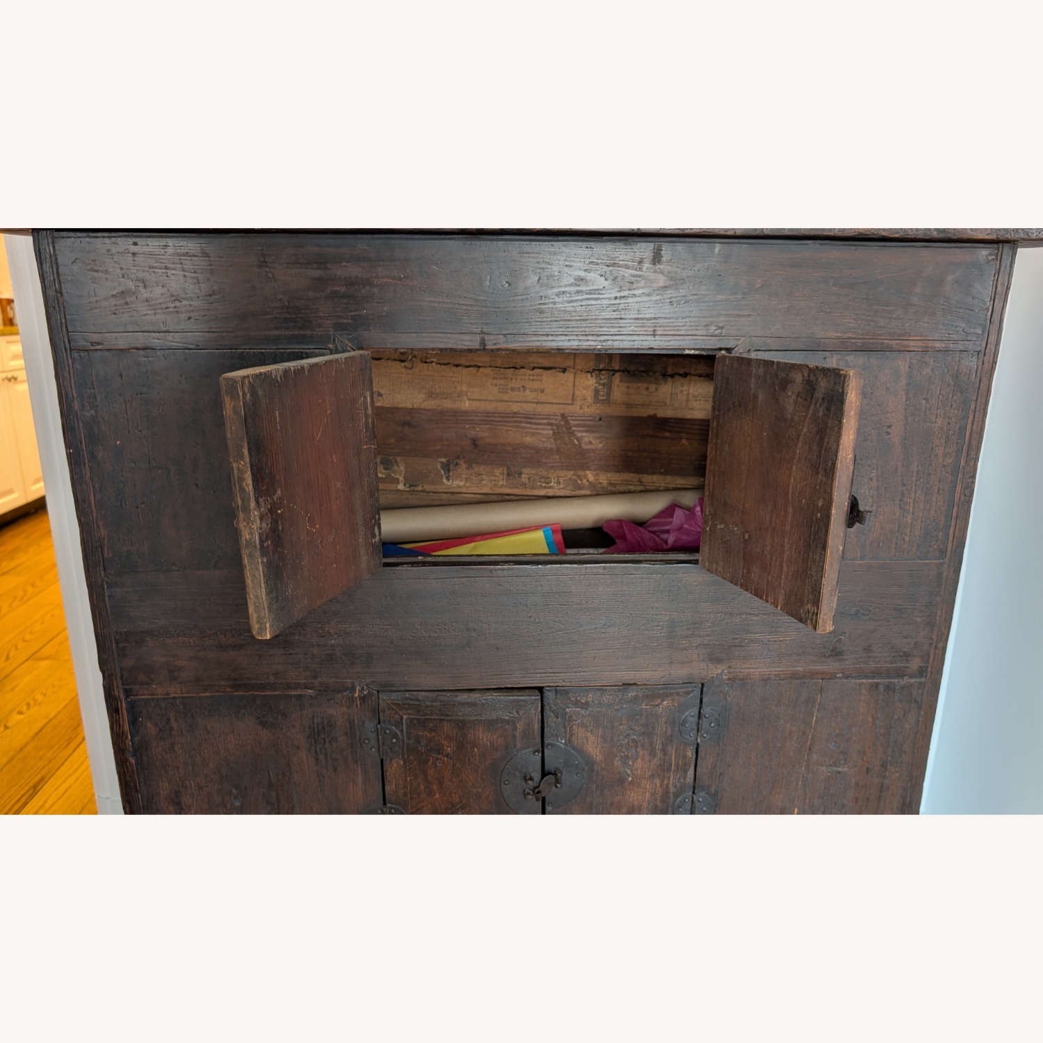 Korean Antique Dark Brown Wood Chest - image-4