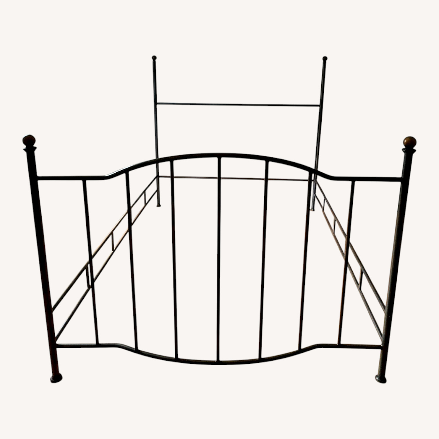 Iron & Brass Queen bed with Upholstered Headboard - image-0