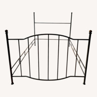 Iron & Brass Queen bed with Upholstered Headboard