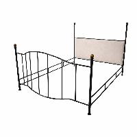 Iron & Brass Queen bed with Upholstered Headboard
