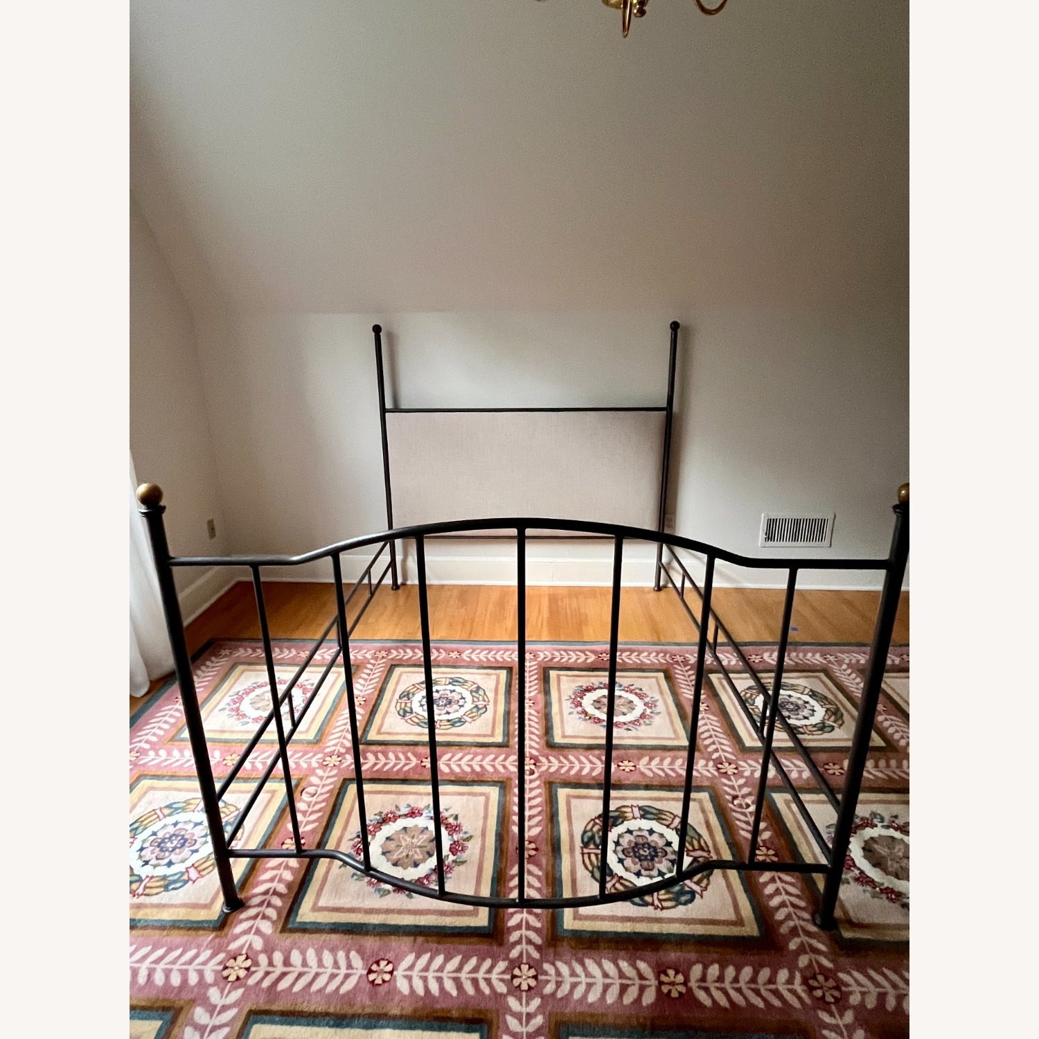 Iron & Brass Queen bed with Upholstered Headboard - image-2