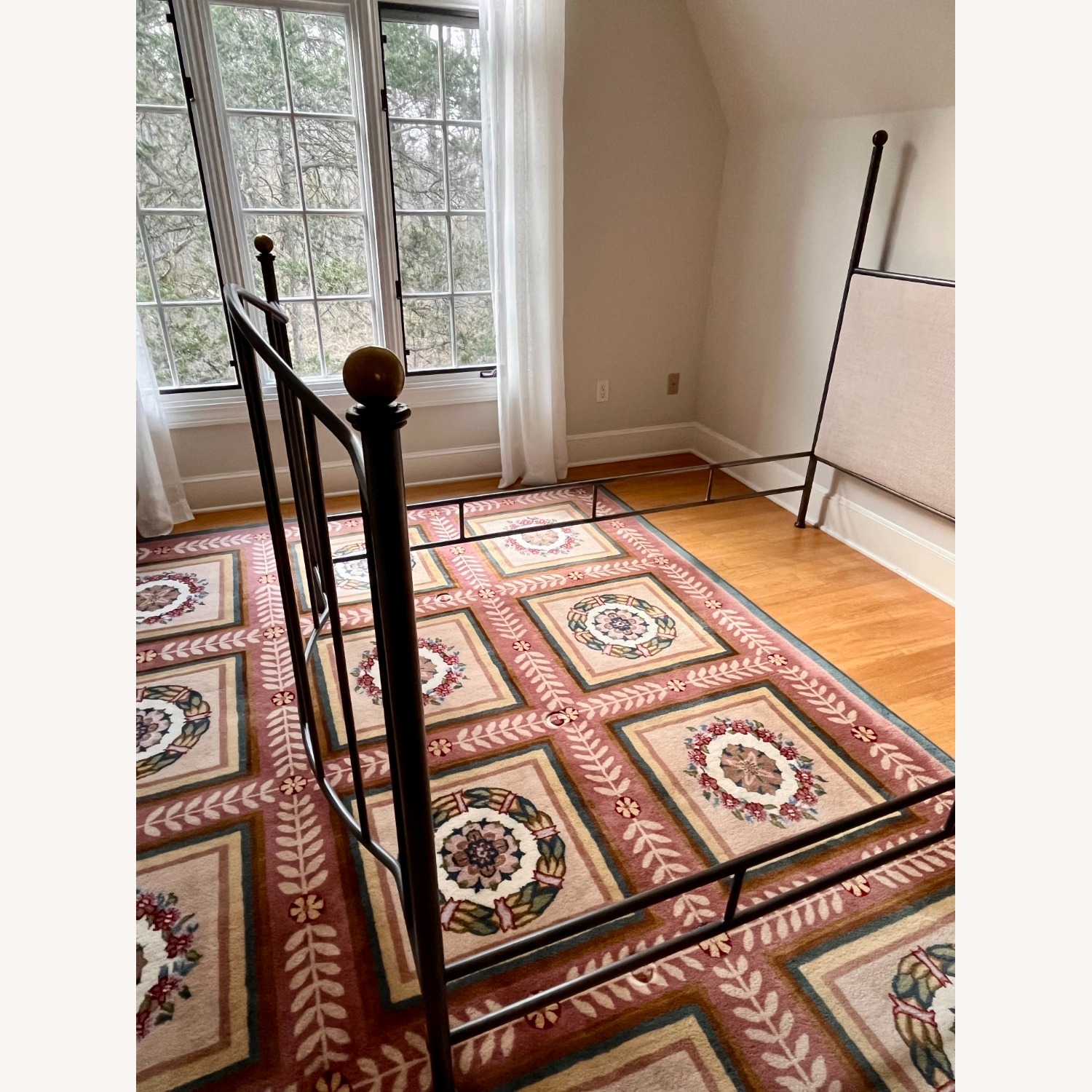 Iron & Brass Queen bed with Upholstered Headboard - image-4