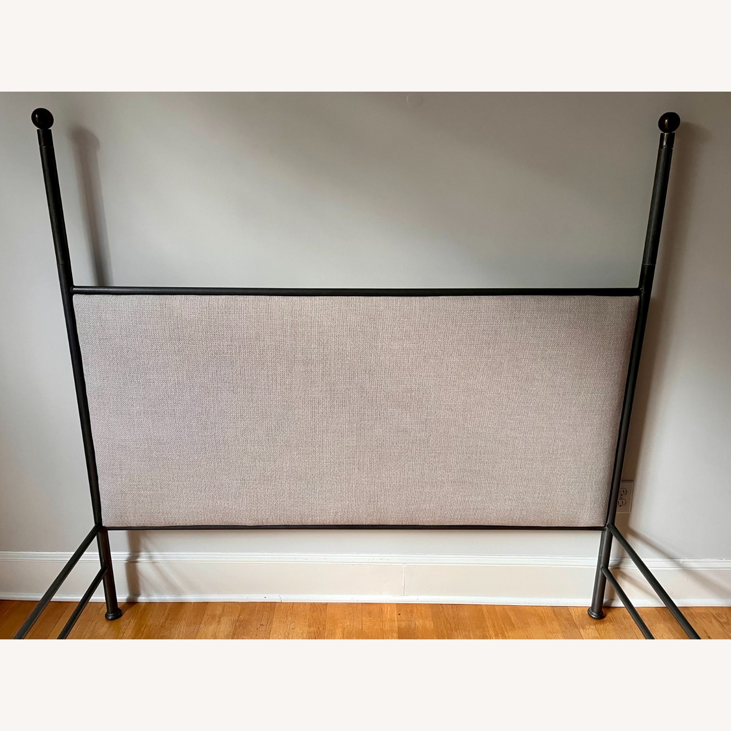 Iron & Brass Queen bed with Upholstered Headboard - image-3