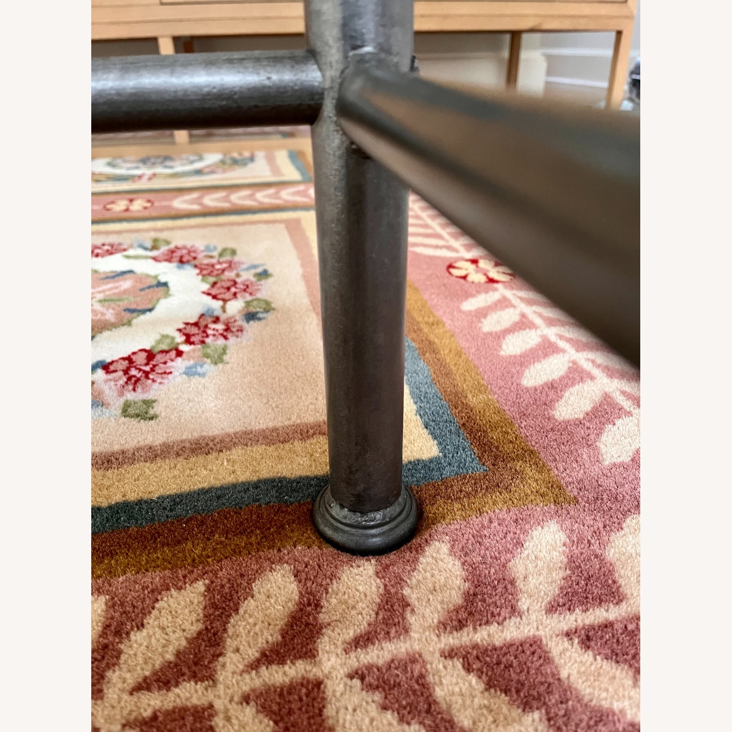 Iron & Brass Queen bed with Upholstered Headboard - image-5