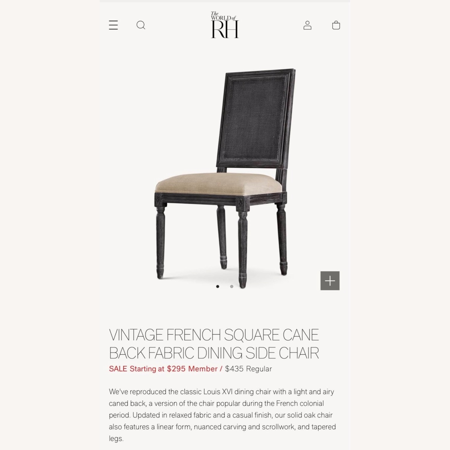 Restoration Hardware Vintage French Square Cane Natural Wood Dining Chair - image-2
