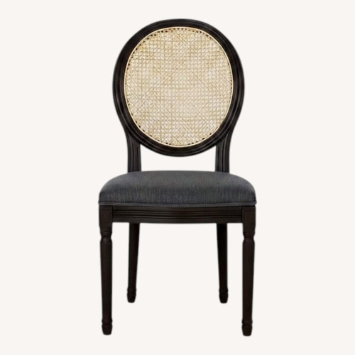 Used At Home Providence Black Fabric Dining Chairs for sale on AptDeco